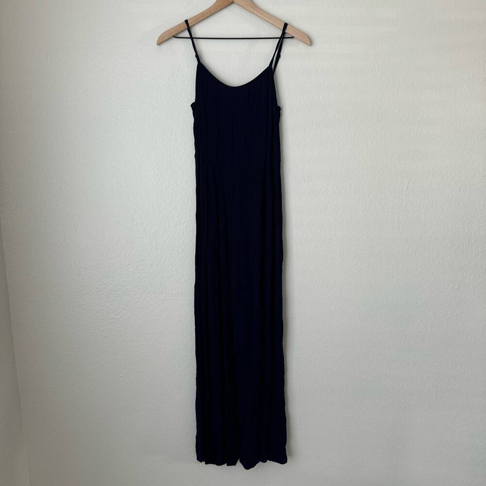 Forever 21 Womens Navy Blue Jumpsuit Spaghetti Strap Lace Back Romper Size Small